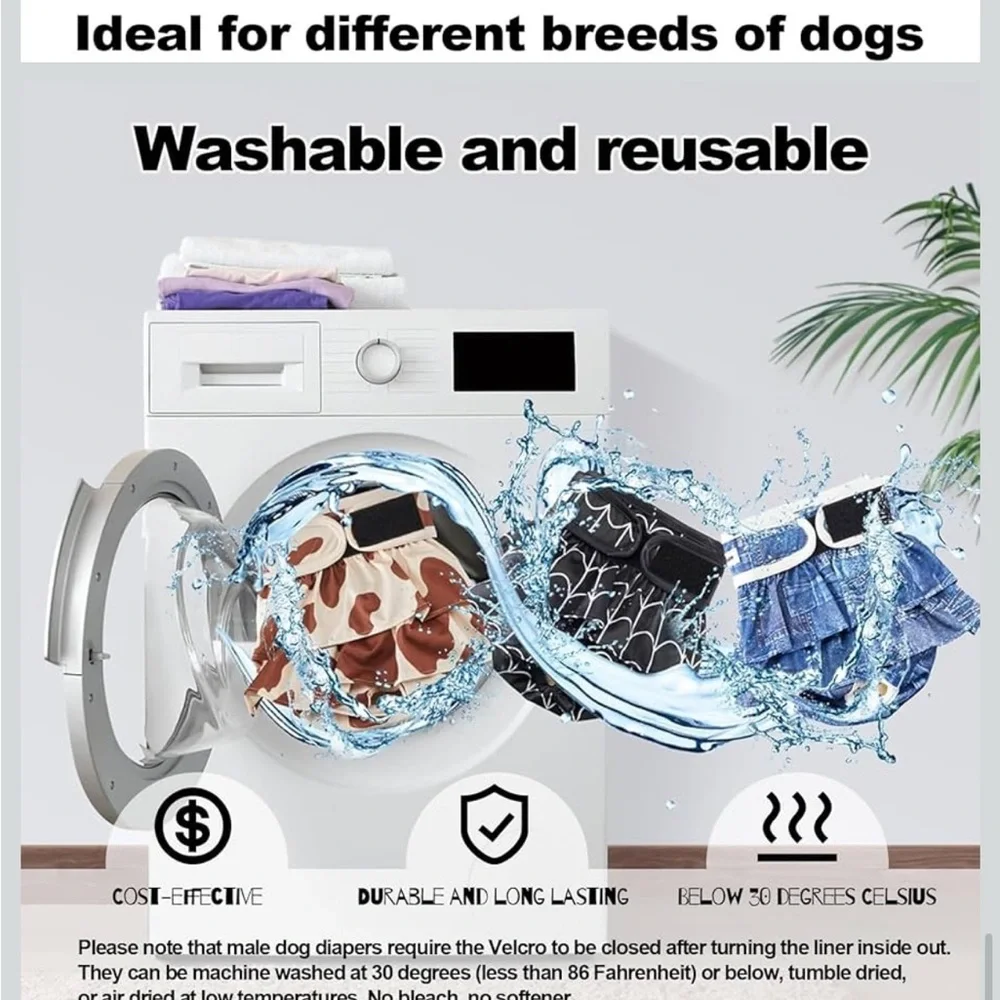 Reusable Dog Diapers Female Washable Pack of 3 small